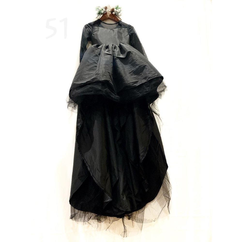 Black Dramatic Custom High-Low Statement Dress - Size 5